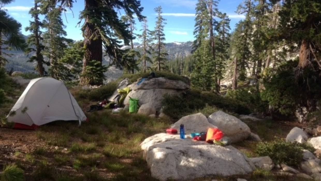 Sarla's first campsite, near Echo lake, on the Pacific Crest Trail.